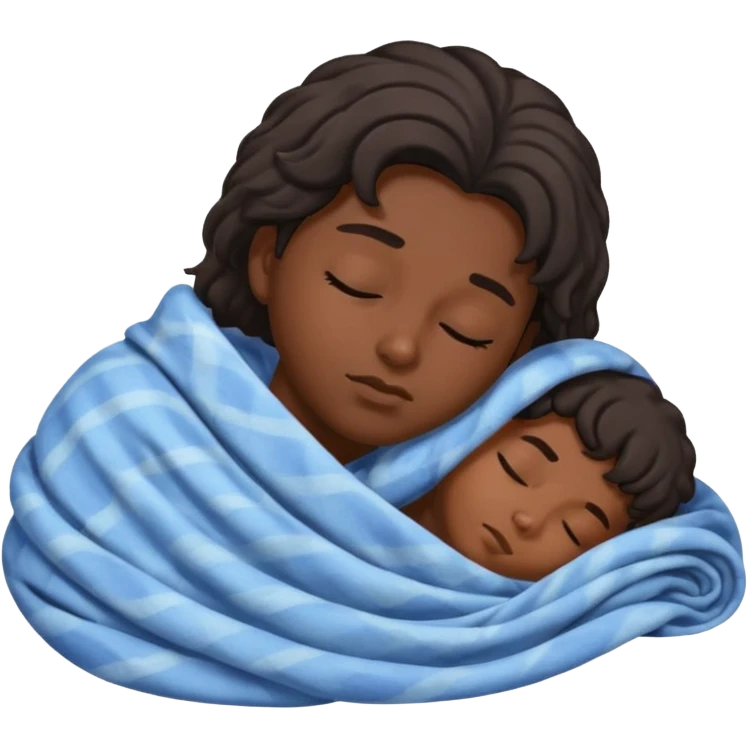 Hair and dark skin sleeping with a blanket emoji