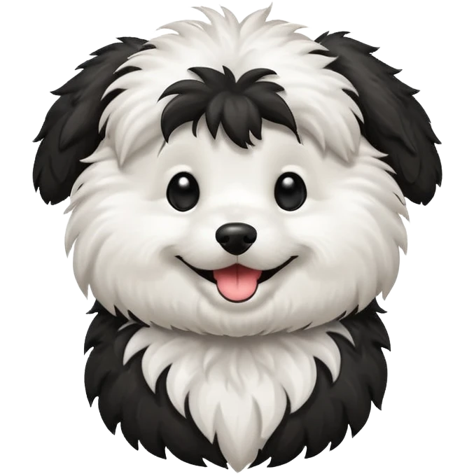 a black and white doodle dog emoji