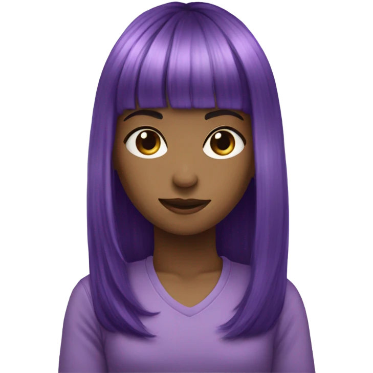 purple hair with bangs long hair emoji