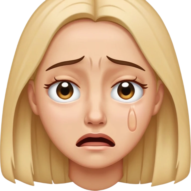 A woman crying with eyes open emoji