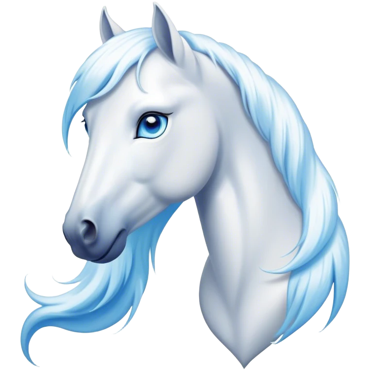 Cinematic Elegant White Horse Portrait Emoji, Head held high with a serene, graceful gaze, showcasing a magnificent pure white fur with a radiant shimmer, flowing mane and tail, and luminous blue eyes that exude beauty and grace, Simplified yet majestically refined features, highly detailed, glowing with a soft, ethereal light, high shine, poised and breathtaking, stylized with an air of pure elegance, capturing the essence of a stunning and graceful steed, so beautiful it feels like it could gallop out of the screen with effortless charm! emoji