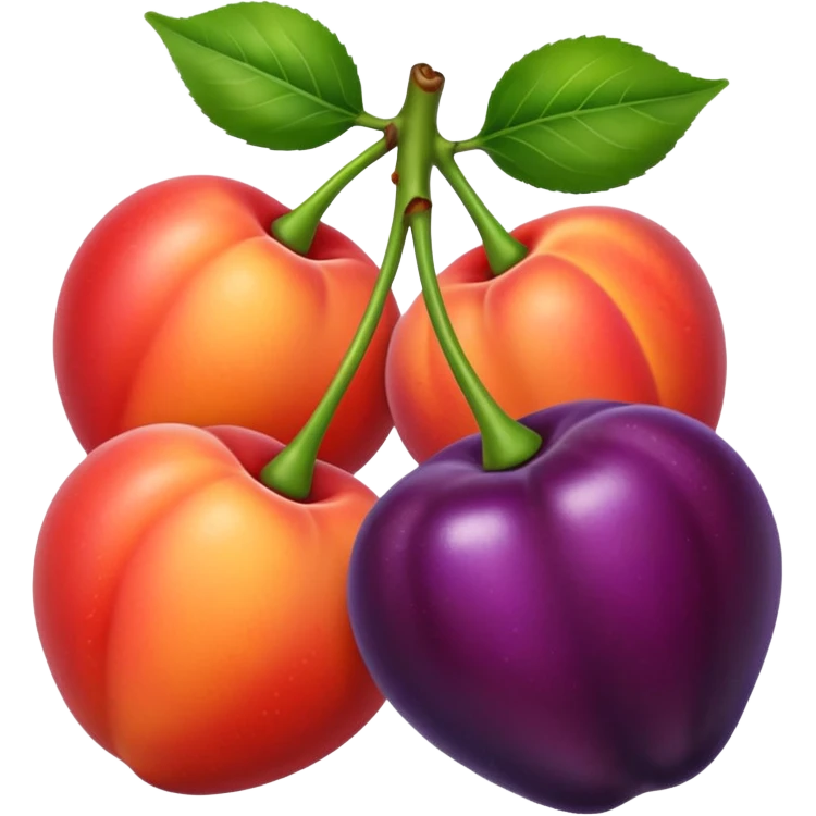 Cherries, peach and eggplant emoji emoji