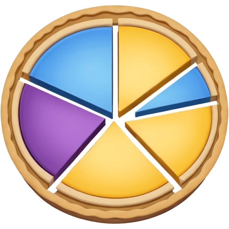 A pie chart with purple, yellow and blue colors only, with only 3  slices emoji