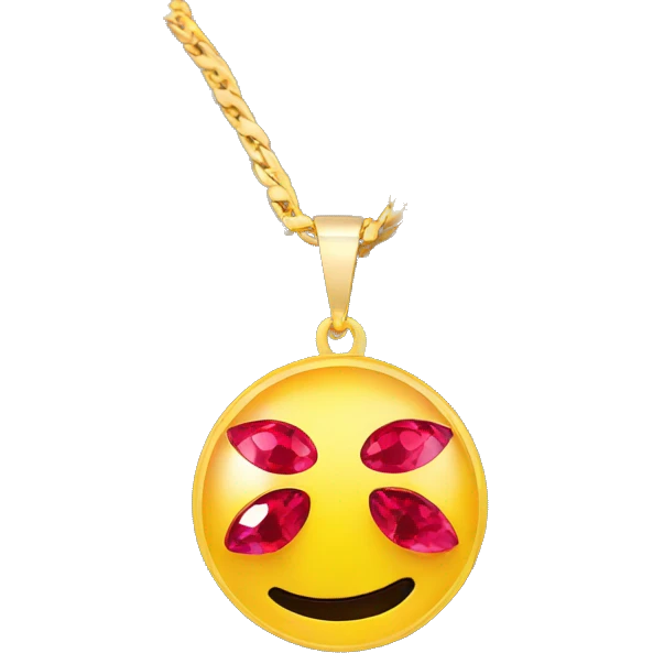 big emoji ruby on a necklace tear closeup chain laid big emoji necklace  emoji