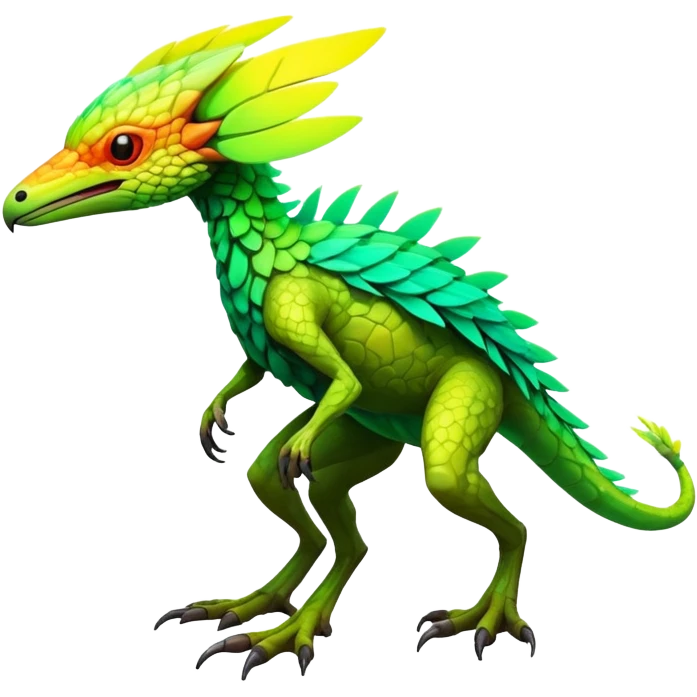 Exotic Tropical futuristic lush warm-colored neon-colored Fakémon-Trico-creature (full body) emoji