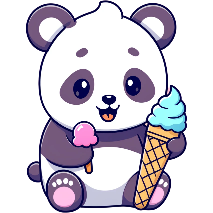Panda eating ice cream emoji