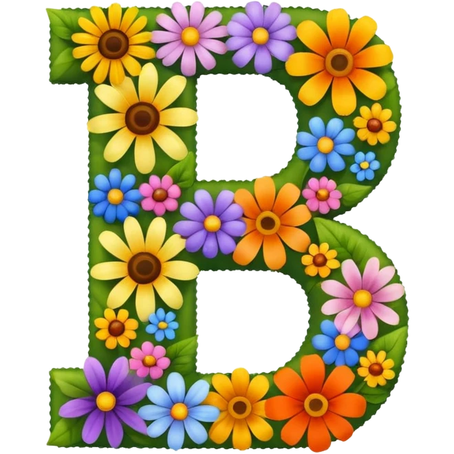 number 7 made of different flowers emoji