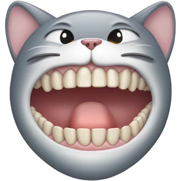 cat with a full set of human dentures emoji