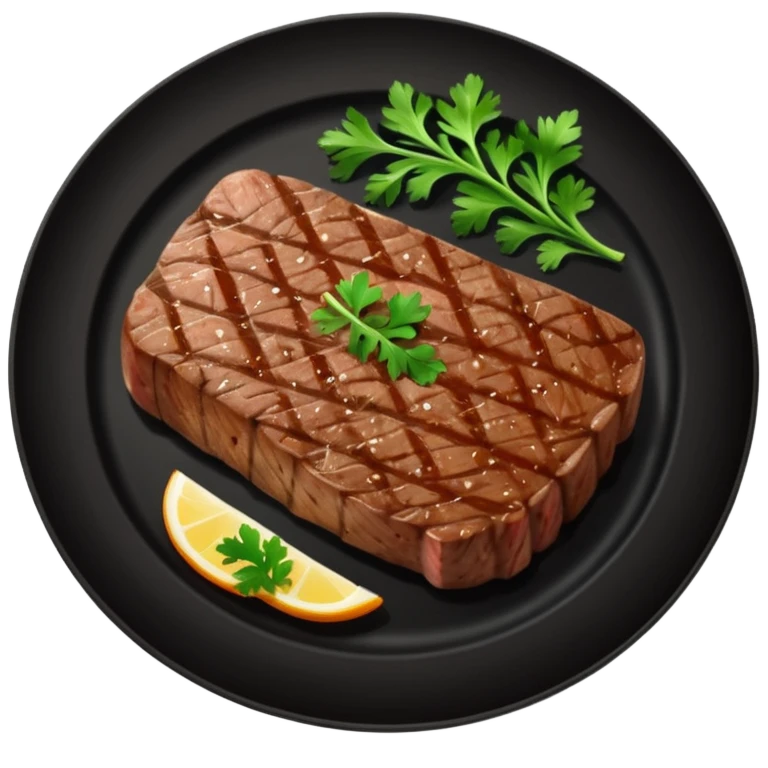 Ny stake on a black plate,nice  emoji