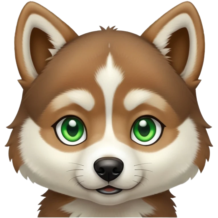 Brown husky green eyes puppy emoji