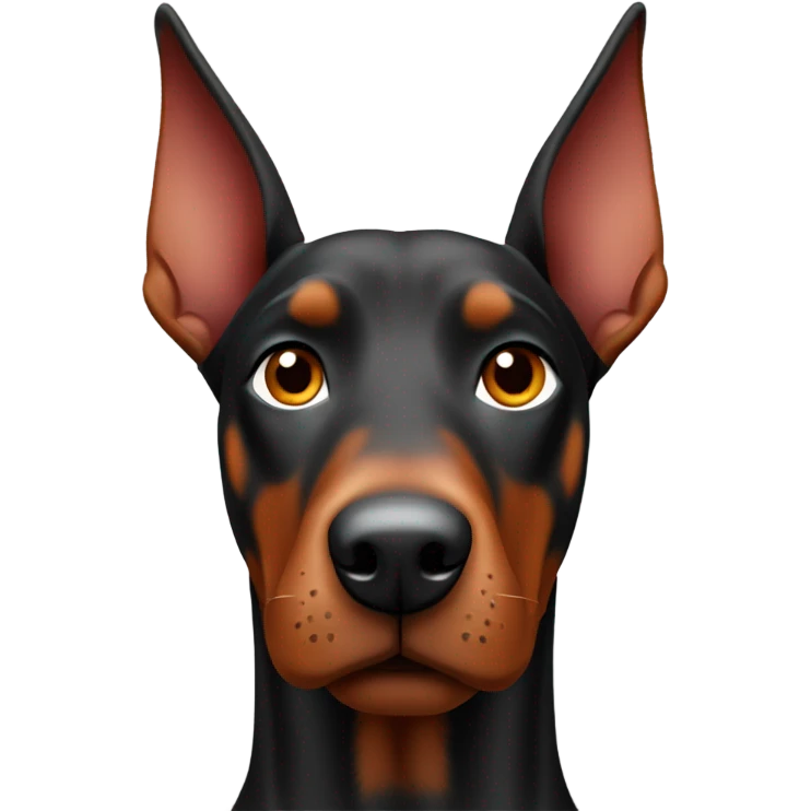 Red Doberman without cropped ears face facing front happy eyes emoji