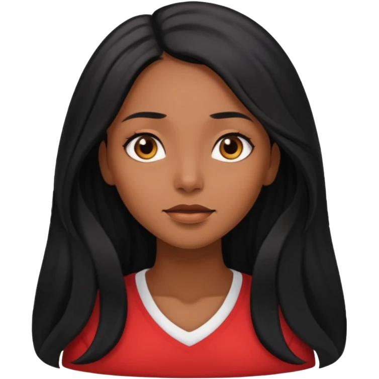 pretty brown skin woman with long black hair and brown eyes looking up emoji