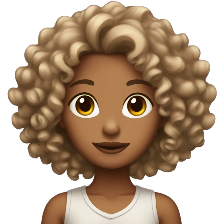 tan skin girl with curly hair emoji