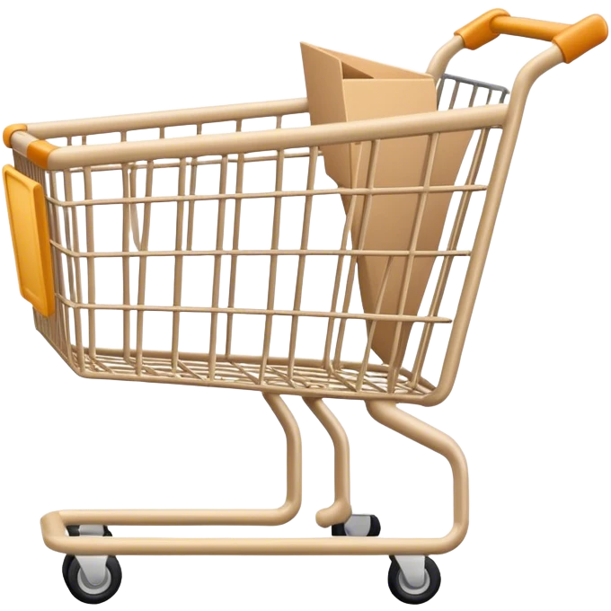 aesthetic clean girl emoji of a shopping cart, nothing is in the cart, cart is beige emoji