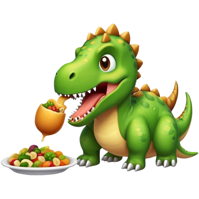 Dinosaur with food emoji