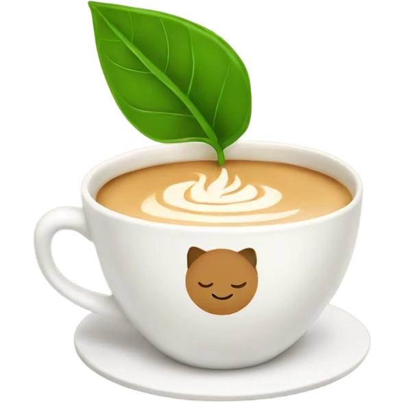 Chai latte with a leaf on the cup emoji