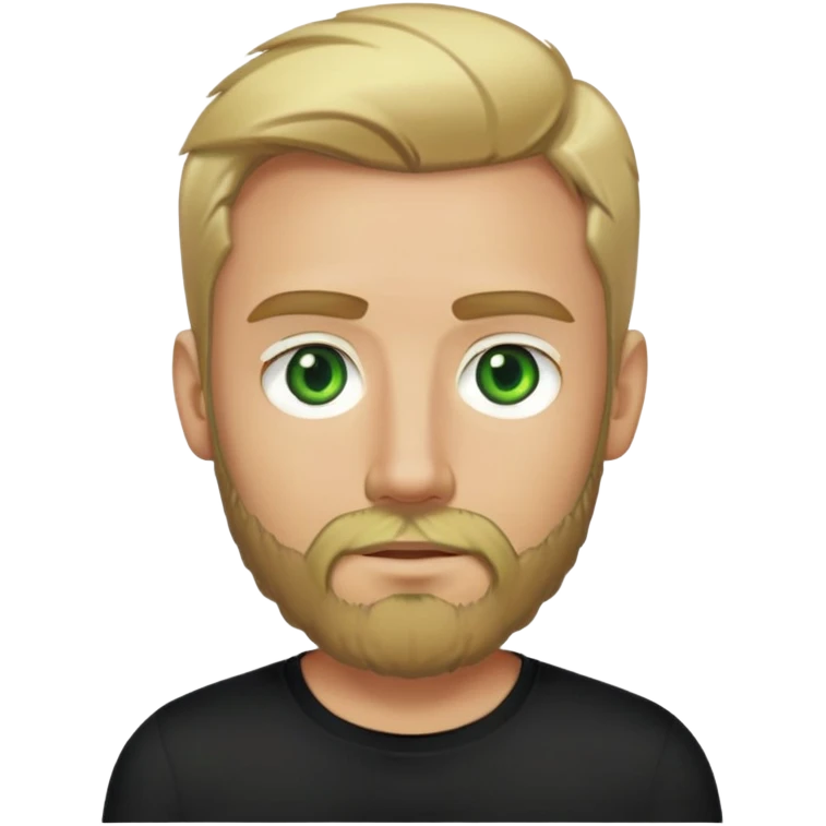 tech bro with beard 5 o clock shadow with more blonde hair, and bright green eyes. No mustache. Just a full beard. And black shirt with no color on it. emoji