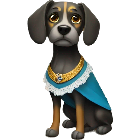 A dog with a skirt in the bengal caves in Portugal emoji