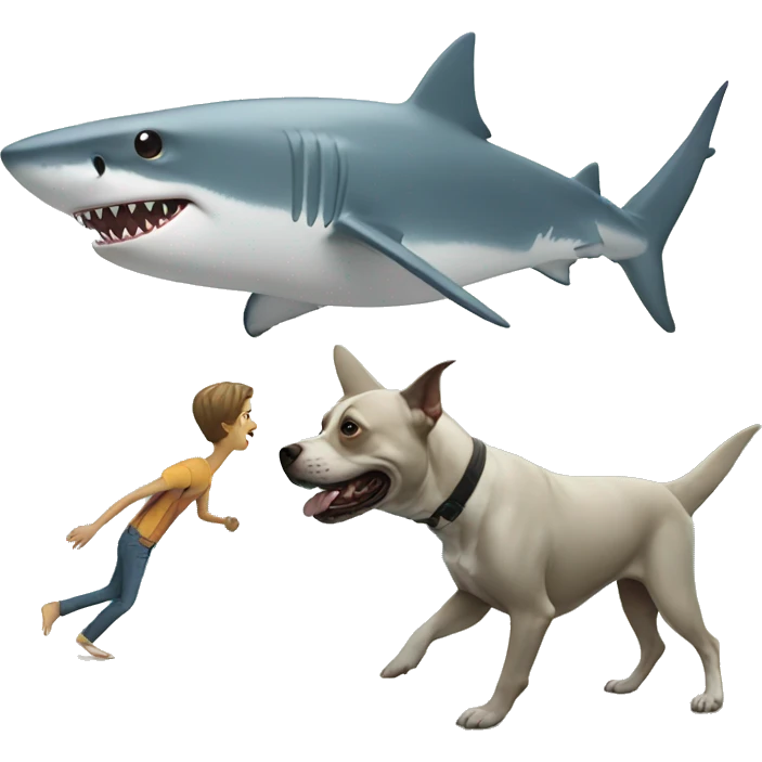 Shark with legs walking a dog emoji