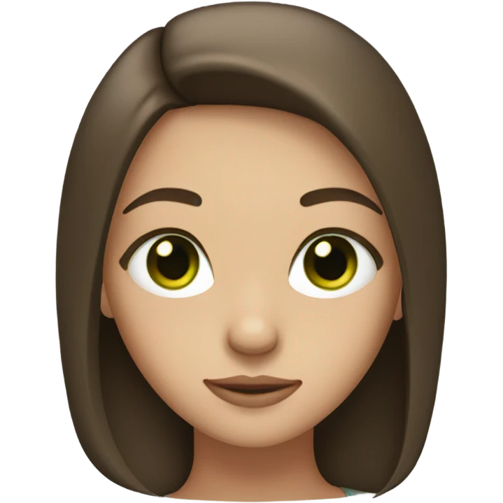 A white brunette girl with straight hair and green eyes emoji