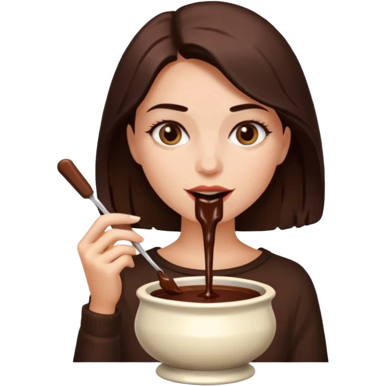 woman almost eating chocolate fondue emoji