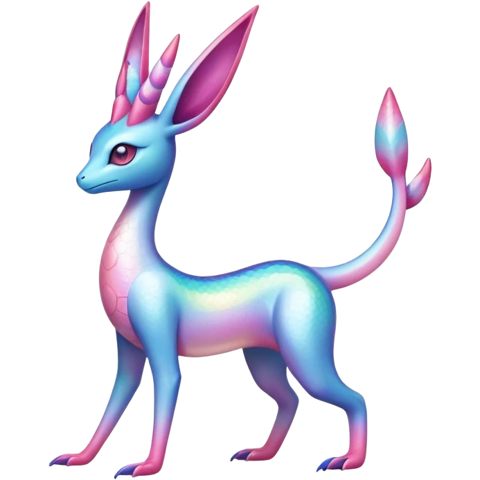 Colorful Iridescent Exotic Amaura-Salazzle-Aurorus-Sylveon-Fakémon-hybrid-creature (full body)  emoji