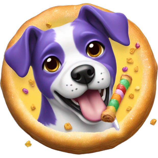 Dog eating king cake emoji