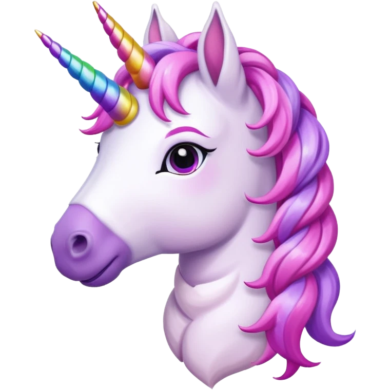 A cute unicorn with braided mane and friendly expression emoji