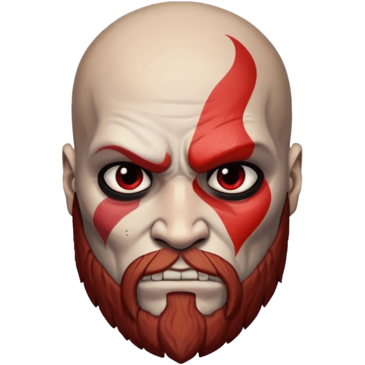 Visage de Kratos du jeu PlayStation a la perfection, c'est a dire que la marque rouge doit partir jusqu'à l'arrière du crâne  emoji