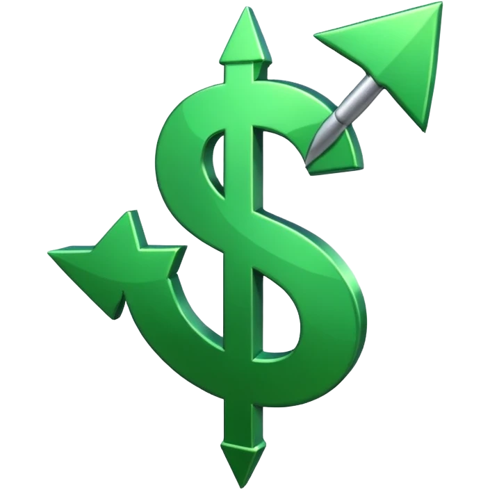 A green dollar sign with an upward trend arrow, representing financial growth. emoji