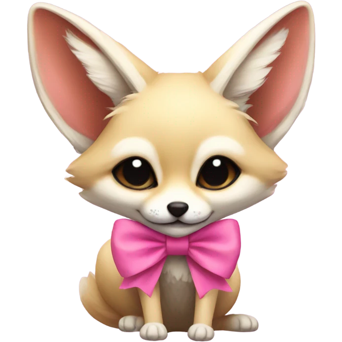 cute fennec with a pink bow emoji