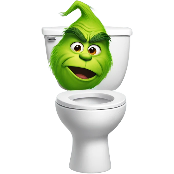 toilet with Grinch head sticking o emoji