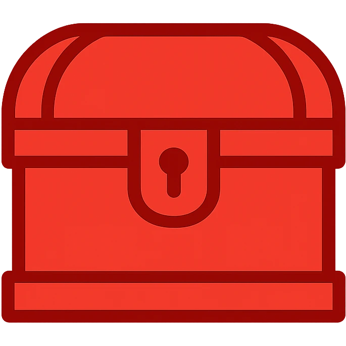 a completely solid red treasure chest icon with no other colors, everything including outlines must be red only emoji