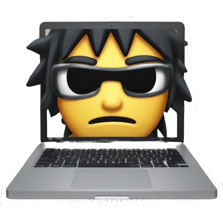 MacBook vorne hinter Naruto emoji