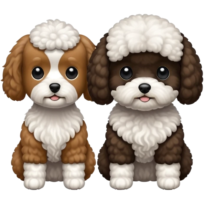 2 dogs. One is a mini poodle brown and the other one is a shitzu black with minimal white. emoji