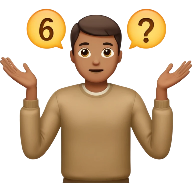 a guy shrugging his shoulders with a 6 above his right hand and a 7 above his left hand emoji