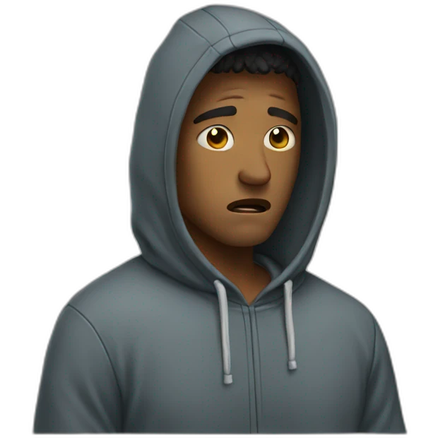 Man crying wearing a hoodie emoji