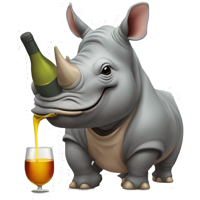 rhino sipping wine emoji
