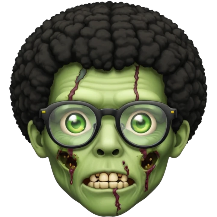 A green zombie with a black Afro and glasses emoji