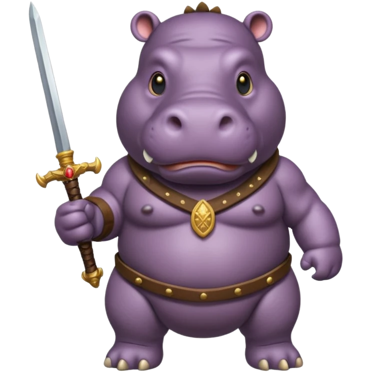 hippo with sword strapped to his front emoji