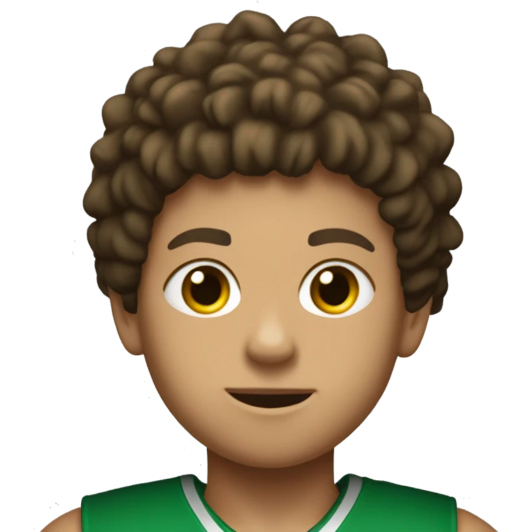 Young Boy, Brown Hair with a Green Basketball Jersey with the Name Gladiators and number 5 on it emoji