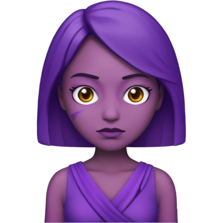 emoji of a racially ambiguous woman, who looks serious. no skin color please. use a color. emoji