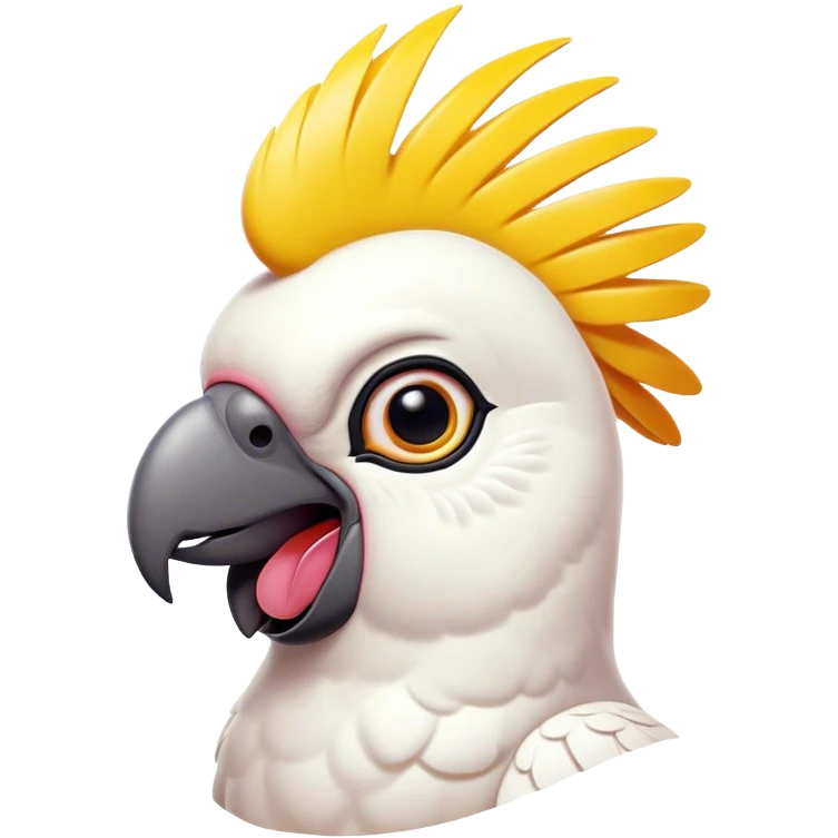 Cinematic Comical Cockatoo Portrait Emoji, Head tilted dramatically with an exaggeratedly shocked expression, featuring a striking, crest-adorned head with wide, comically expressive eyes full of playful disbelief and a vibrant, animated beak, Simplified yet hilariously expressive features, highly detailed, glowing with a slightly sassy tropical glow, high shine, dramatic yet playful, stylized with an air of cheeky avian mischief, soft glowing outline, capturing the essence of a meme-worthy cockatoo that looks ready to squawk its way into viral fame! emoji