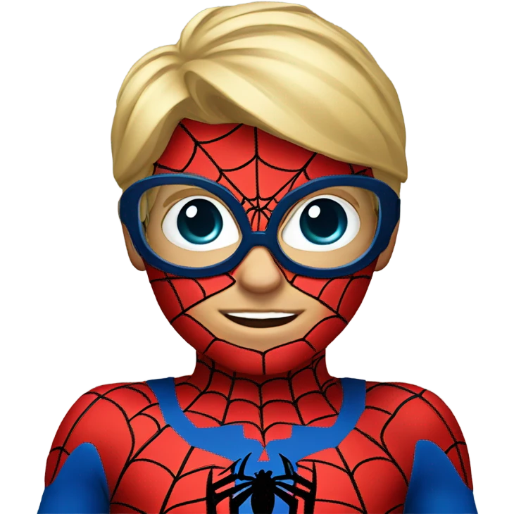 Blonde boy in a Spider-Man suit emoji