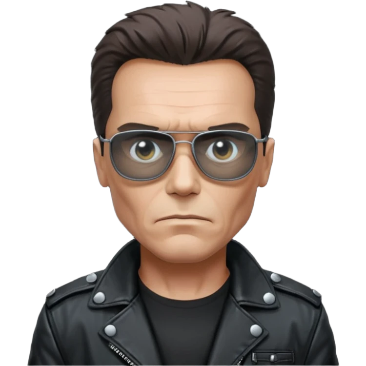 terminator shwartzneger only top in black galssess and his black jacket emoji