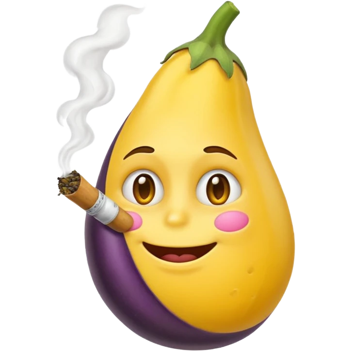 Yellow emoji smoking an eggplant emoji