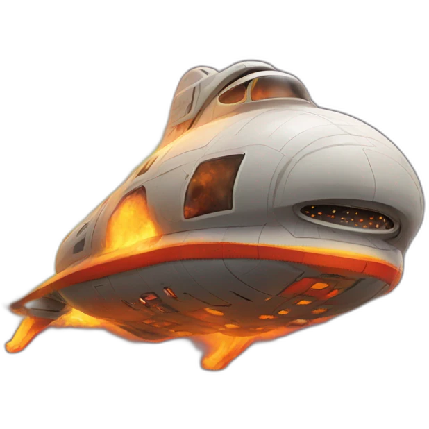 Spaceship in flames emoji
