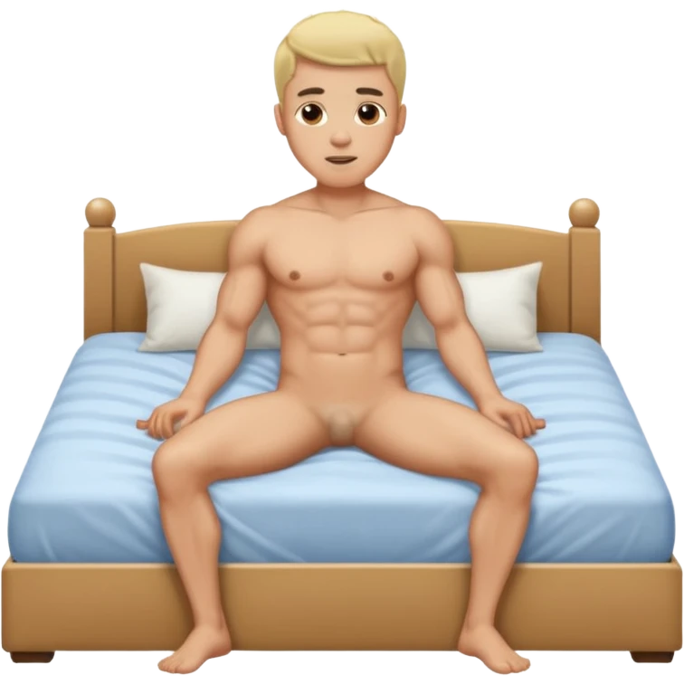 Homem deitado sem roupa,numa cama emoji