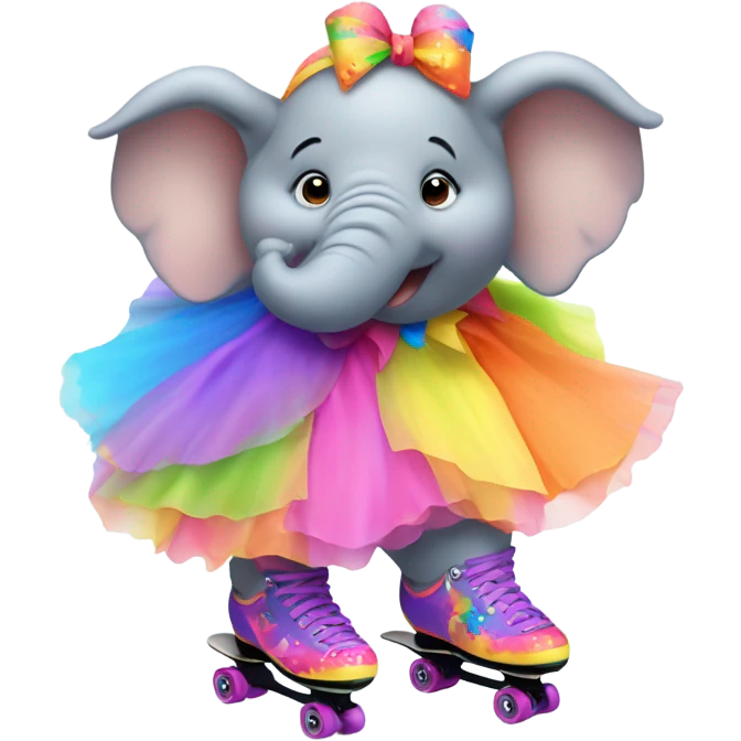 Fat elephant speed skating in a tutu emoji