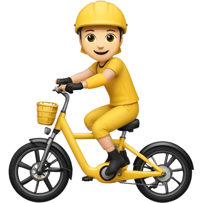 An Emoji riding on a e-bike wheeling emoji